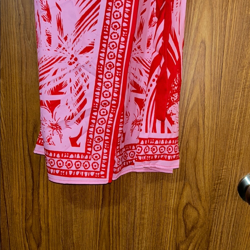 Pink Patterned Wrap Dress - Picture 7 of 8